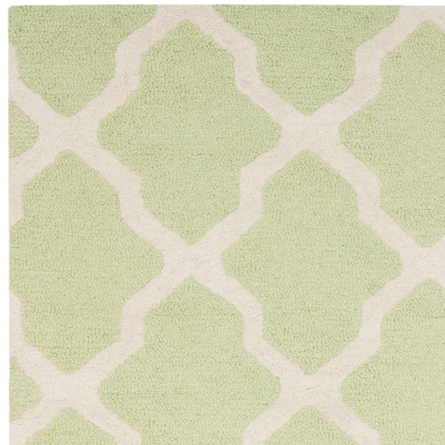 SAFAVIEH Cambridge Liam Geometric Wool Area Rug, Light Green/Ivory, 4' x 6'