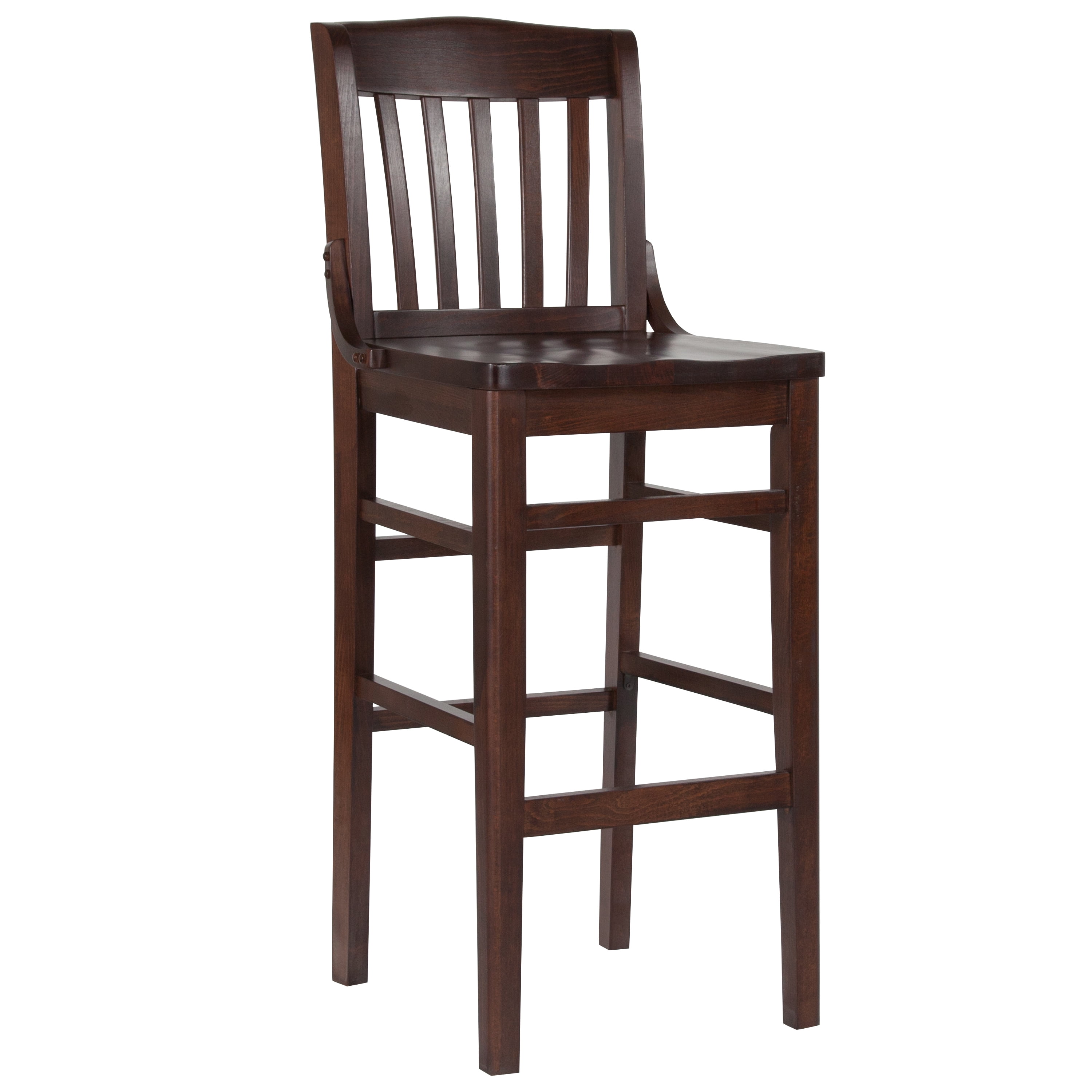 Flash Furniture HERCULES Series School House Back Walnut Wood Restaurant Barstool