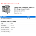 thumbnail image 2 of Throttle Body - Compatible with 2011 - 2014 Dodge Avenger 3.6L V6 2012 2013, 2 of 2