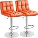 thumbnail image 3 of Furmax Bar Stools Modern Pu Leather Swivel Adjustable Hydraulic Bar Stool Square Counter Height Stool Set of 2 (Orange), 3 of 4