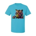 thumbnail image 2 of Wild Bobby, Colorful Rainbow Tiger Animal Lover Men's Graphic T-Shirt, Light Turquoise, 4XL, 2 of 3