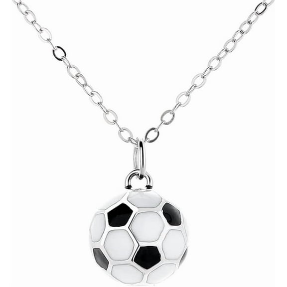 Soccer Ball Pendant Necklace 925 Sterling Silver for Women Fashion Round Ball Charm Necklace Football Sport Choker Necklaces Trendy Sport Fan Jewelry