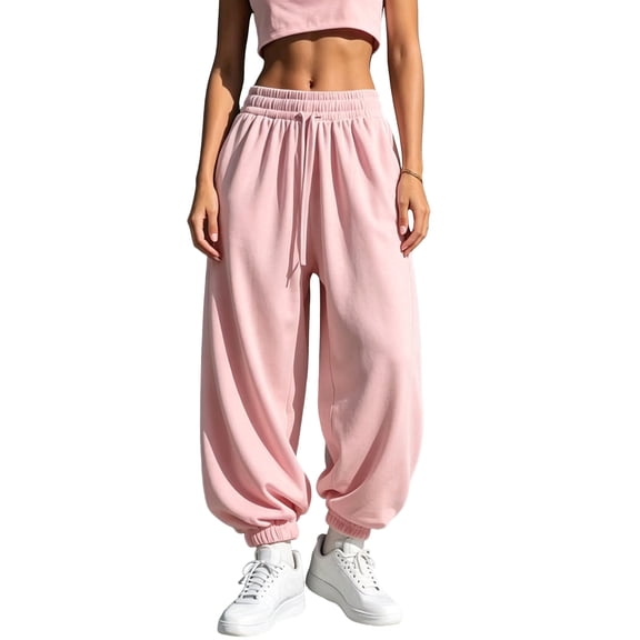 cocolona Womens Solid Color Casual Sweatpants Elastic Waist Drawstring Curved Workout Running Jogger Pants with Pockets