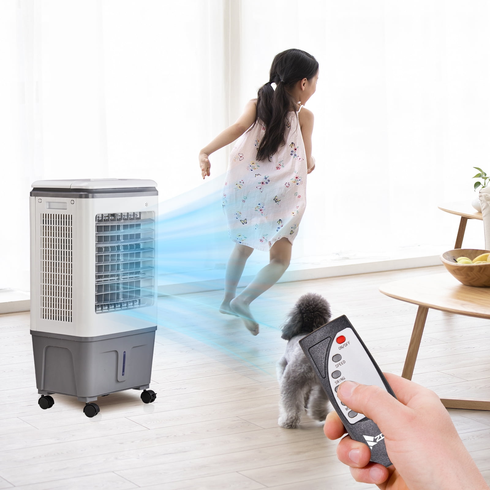 Ktaxon Portable Air Cooler,732CFM Evaporative Swamp Cooler with 5.28Gal/20L Water Tank, Cooling Fan with Oscillating, 3 Speeds, 7.5H Timer, 4 Ice Box, Indoor or Outdoor