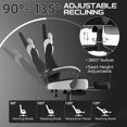 thumbnail image 4 of Linen Fabric Gaming Chair with Footrest, Ergonomic Computer Chair with Massage Lumbar Pillow and Adjustable Headrest, Comfortable Office Chair for Home & Gaming, Black, 4 of 7