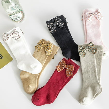 

Biekopu Baby Infant Girl Soft Cotton Socks 0-2Y Newborn Toddler Kid Children Floral Bow Knee High Cute Princess Sock Floor Long Socken