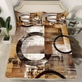 thumbnail image 2 of Feelyou Adult Abstract Geometric Full Size Sheets, Mid Century Minimalism Bed Sheets, Brown Stripes Circle Sheet Sets, Microfiber Bedroom Decor, 4 Pieces, 2 of 7