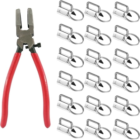 41 Sets Key Fob Hardware and Glass Running Pliers Tool for Key Fob Hardware Install Silver