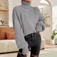 thumbnail image 4 of Women's Fashion Knitted Cropped Turtleneck Sweater, 4 of 7