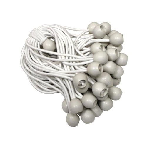 1000-4-less CHIC0734 100pc Bungee Cords-6 Long Ball Tie Downs-White
