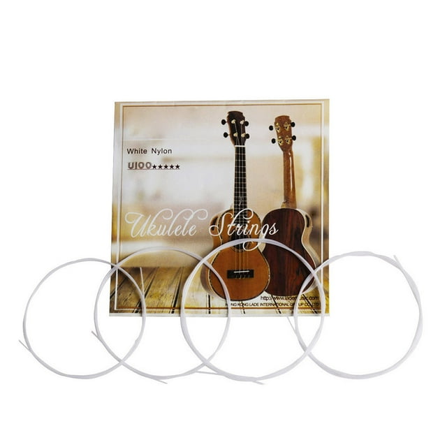 White Ukulele Ukelele Uke Strings Nylon Material, 4pcs/set (Package Card Random Delivery)