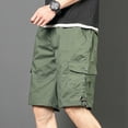 thumbnail image 6 of Men's Shorts, Summer Cargo Shorts for Men, ZHUGeLI Men's Belt Multiple Pockets Cotton Button Zipper Outdoor Sports Pants Work Pants Knee Length Shorts, 6 of 7