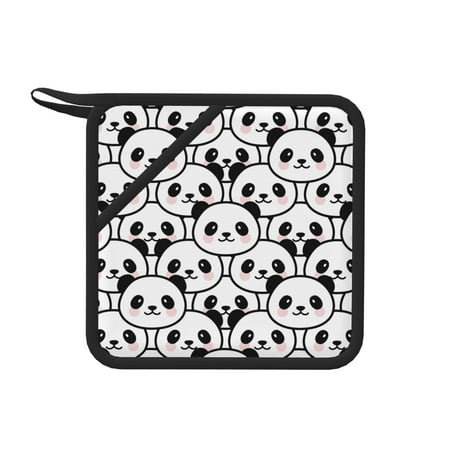 

1 Pc Silicone Anti-Hot Hot Pads Oven Mitts Heat Resistant Pot Holders With Pockets Non Slip Oven Glove Potholder For Kitchen Cooking Bbq Baking 7.1in Cute Cartoon Panda