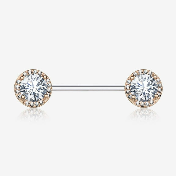 A Pair of Rose Gold Brilliant Multi-Gem Sparkle Nipple Barbell