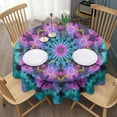 thumbnail image 3 of Colorful Tie Dye Mandala Pattern Round Tablecloth 60"x60",Wrinkle Wipeable Table Cloth for Kitchen Dining Room Picnic Patio Party, 3 of 6