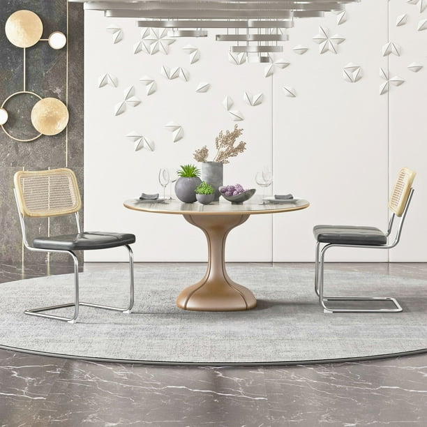 TANSOLE Mid-Century Modern Dining Chairs Set of 2, PU Leather Chairs