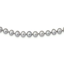 Primal Silver Sterling Silver Rhodium-plated 7-8mm Grey Freshwater Cultured Pearl Necklace