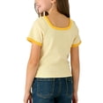 thumbnail image 5 of Paiwinds Girls Square Neck Short Sleeve Top Solid Color Soft Knitted Cotton Stretchy Casual Blouse for Summer Modern Fit, 5 of 8