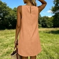 thumbnail image 5 of Sleeveless Tank Dresses for Womens Back Keyhole Linen Solid Casual Mini Dresses A-Line Summer Beach Hawaiian Shift Sundresses, 5 of 9