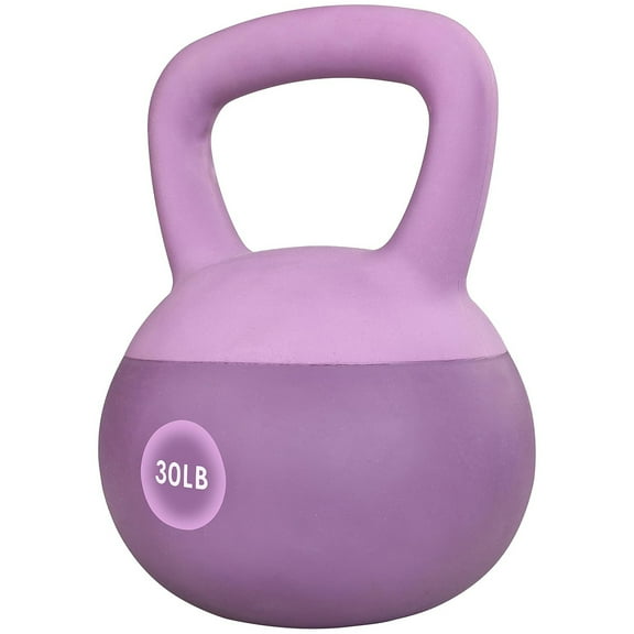 Fitvids Soft Kettlebell with Ergonomic Grip, Iron & Sand Filled, 30 Pounds, Purple