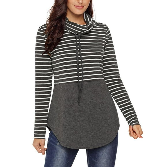 con capucha cuello vuelto para mujer, blusas de con cordón Hugo Sudadera con cuello en color para mujer