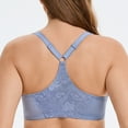 thumbnail image 2 of MELENECA Women's Plus Size Racerback Unlined Lace Underwire Front Closure Bra Slate Blue 42DD, 2 of 6