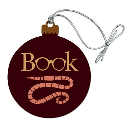 Book Worm with Earthworm Glasses Wood Christmas Tree Holiday