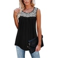 thumbnail image 1 of DPTALR Women Sleeveless Leopard Active Tank Tops Ruffle Loose Tunic Blouse Shirt Vest, 1 of 6