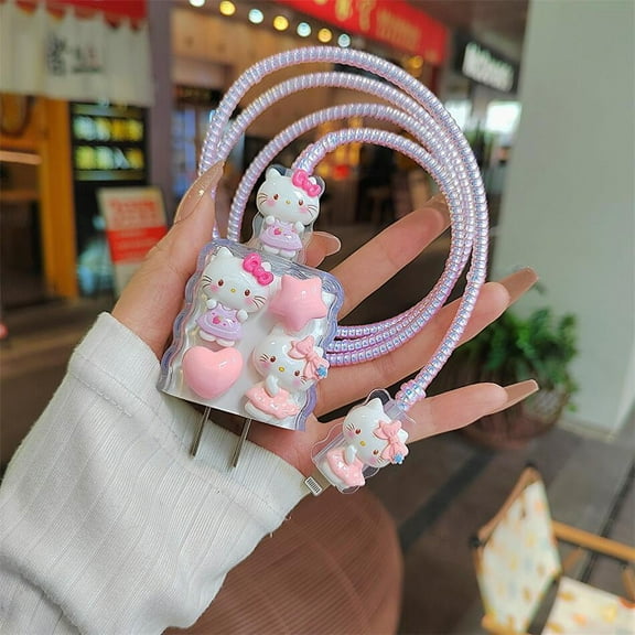 Sanrios Cinnamoroll Hello Kitty 20W Charger Adapter Case for phone Data Cable Winder Charging Head Shell for phone 12 13 14