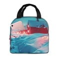 thumbnail image 1 of Fotbe Aurora Borealis Village Bolsa Térmica con Estampado y Forro de Aluminio Grueso Bolsa de Almuerzo con Bolsillo Frontal para Hombres y Mujeres, Ideal para Trabajo, Escuela, 1 of 8