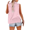 thumbnail image 3 of DYMADE Womens Summer Workwear Turn-down Collar Sleeveless Single Breasted Basic Blouse, 3 of 5