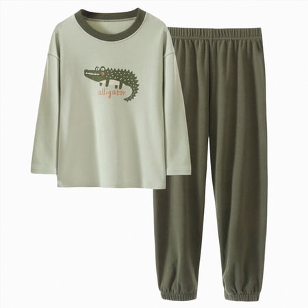 TOWED22 Toddler Baby Girl Boy Clothes Outfits 2 Piece Long Sleeve Crewneck Tee and Relaxed Joggers Pants Set Fall Winter Print Clothing(Green 14-15 Y)