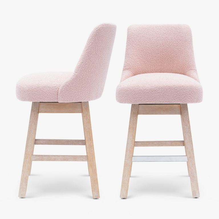 WestinTrends 26 Upholstered Swivel Counter Height Bar Stools Set of 2 Dusty Peach