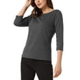 thumbnail image 4 of BLUSA DE CUELLO BARCO DE MUJER CON CUADROS Y MANGAS 3/4 XL GRIS OSCURO, 4 of 6