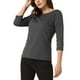 thumbnail image 4 of INSPIRE CHIC Blusa de Cuello Barco de Mujer con Cuadros y Mangas 3/4 Talla XS Gris Oscuro, 4 of 6