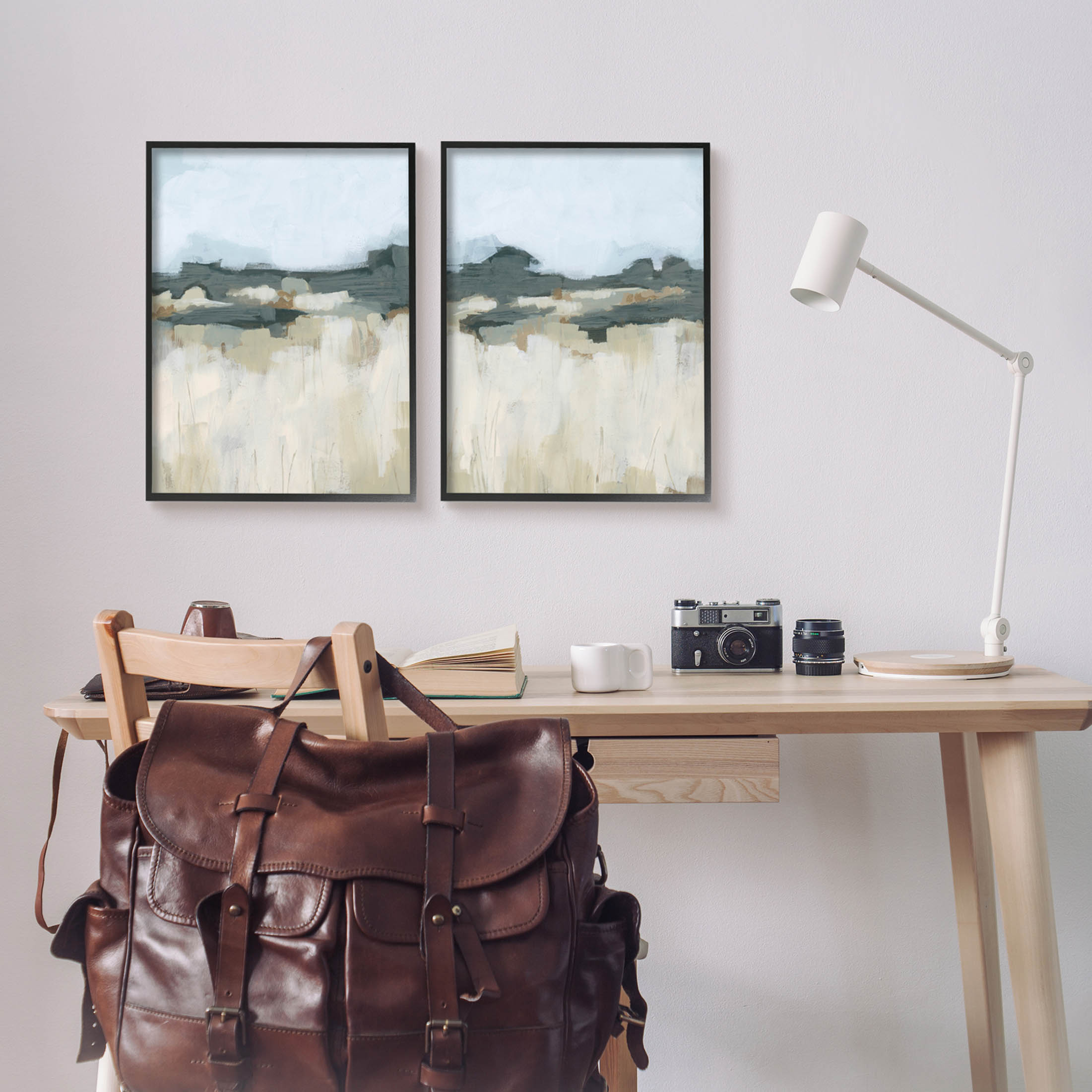 Stupell Industries Brushed Abstract Badlands Scenery Painting Black Framed Art Print Wall Art, Set of 2, Design by June Erica Vess