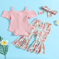 thumbnail image 3 of PENGXIANG Baby Girls Pants Set  Short Sleeve Romper + Floral Pants + Headband, 3 of 9