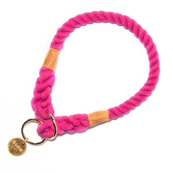 Glow Pups Boho Chic Tie Dye Adjustable Slip-On Dog Collar, Dark Pink, Large, 22 Inches