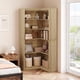 thumbnail image 4 of 428|estilo rural de esquina estante - 5 niveles en forma de l estante de libros para dormitorio, sala de estar & oficina en casa, light wood finish, 4 of 7