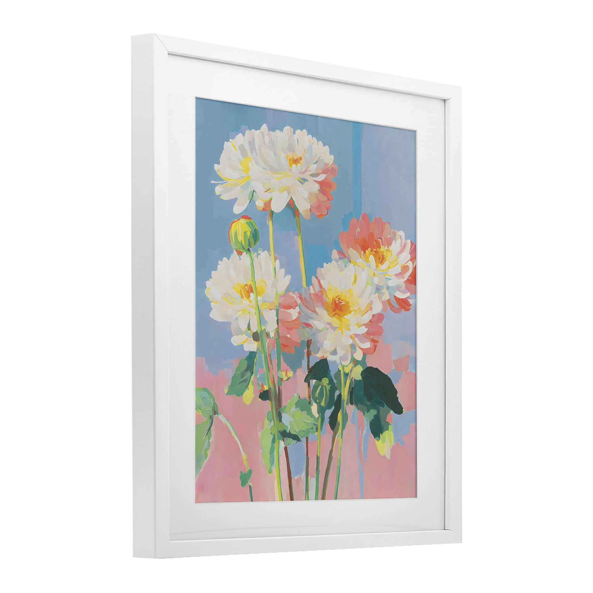 Stupell Industries Colorful Chrysanthemum Impressions White Framed Print Under Glass, design by Sisi and Seb
