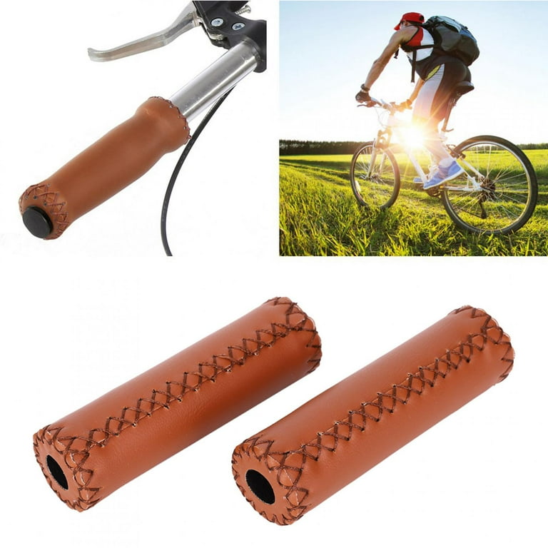 Leather bike sales handlebar grips