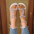 thumbnail image 6 of Viluyesy Womens Flat Sandals, Shiny Rhinestone Wide Width Open Toe Fashion Casual Beach Shoes White US7, 6 of 6