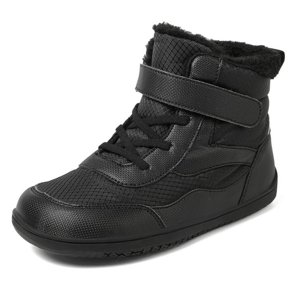 Glisme Boys Snow Boots Fashion Warm Plus Thickened Boots Solid Color Non Comfortable Sports Shoes Trend Black Boots Size 3-3.5 Years