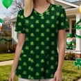 thumbnail image 6 of felwors St. Patrick's Day Scrub Tops Women Cute V Neck Short Sleeve Green Shamrocks Printed Nurse Holiday Working Uniforms (Army Gree, XXL), 6 of 6