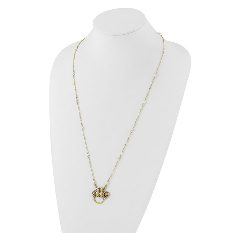 1928 Jewelry Gold-tone Imitation Pearl White Crystal Accent