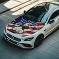 thumbnail image 3 of FOR U DESIGNS Eagle Rose American Flag Pattern Car Hood Cover Dustproof Car Bonnet Banner Elastic Fabrics Windproof Vehicles Decorate Accessories Engine Flag Sign, 3 of 8