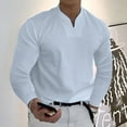 thumbnail image 2 of Men Blouses Low Cut Shirts Long Sleeve Shirts Bulk Men Tight Sweaters Tee Shirt Pack Medium Long Scrub Top Mens Western Holiday Tops Dressy Mens Undershirt Turtleneck Lightweight Spring White L, 2 of 4