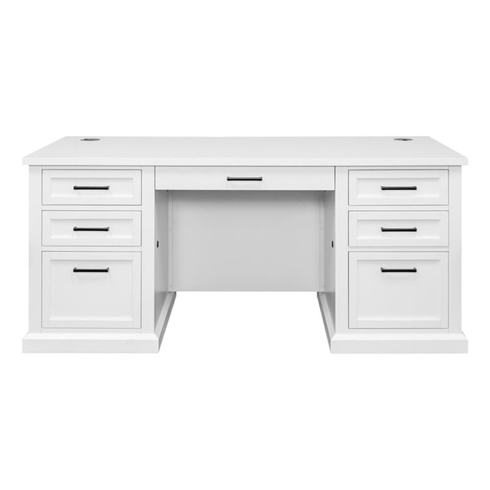 Pemberly Row Modern Wood Executive Desk Office Desk Fully Assembled White