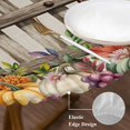 thumbnail image 3 of Fall Leaves Round Tablecloth, Fitted Table Cover with Elastic for 45"-54" Round Tables, Thanksgiving Pumpkins Country Wildflowers Rustic Table Cloth Outdoor Dinning Party Waterproof Tablecloths, 3 of 7