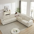 thumbnail image 2 of 110-Inch Oversized Corduroy Corner Sofa,L Shaped Corner Couch with two storage spaces,USB port & T-pyce port and Cup-holder , Deep Seat Comfy Upholstered Couches for Living Room(Not freely combinable), 2 of 9